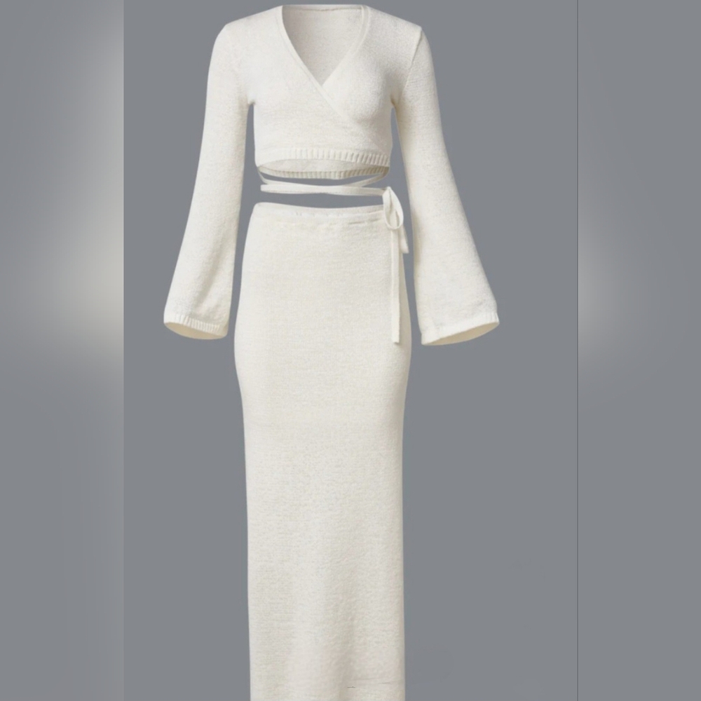 NWT VENUS Cream Knit Skirt And Cropped Top Set - Picture 5 of 8